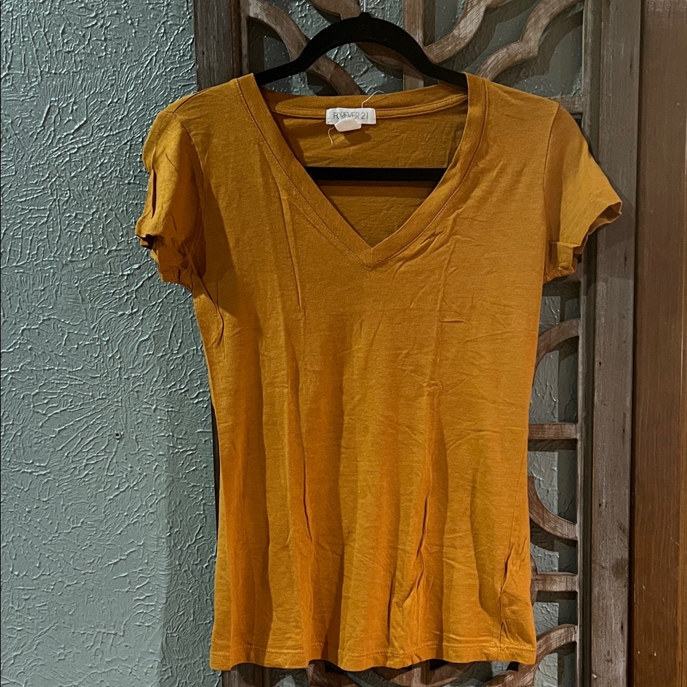Stretchy Mustard Color Vneck tee
